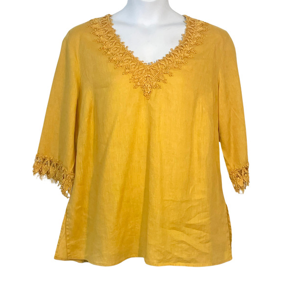 Tunique Style & Co. Femme Plus Taille 1X - Manches 3/4 évasées, Broderie Dentelle - Style Bohème